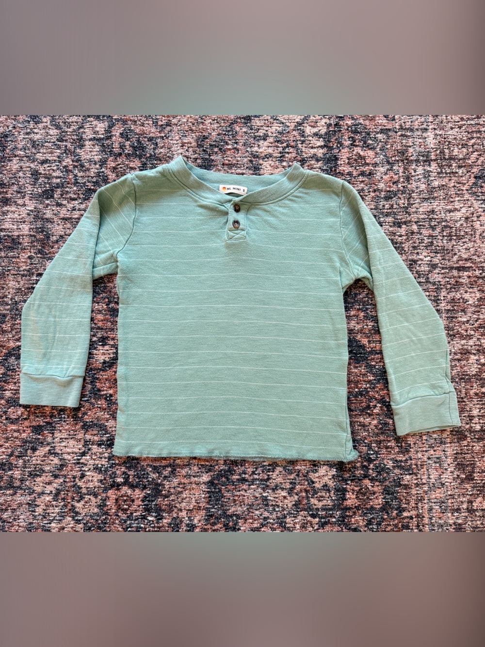 Marine Layer Kids Long Sleeve Henley in Sage
